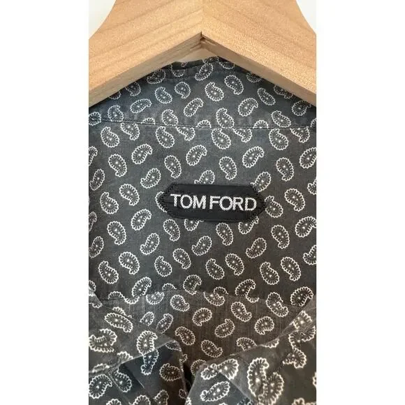 Tom Ford Paisley Print Cotton Lyocell Button Down Shirt Size 41 / 16 - Picture 6 of 14